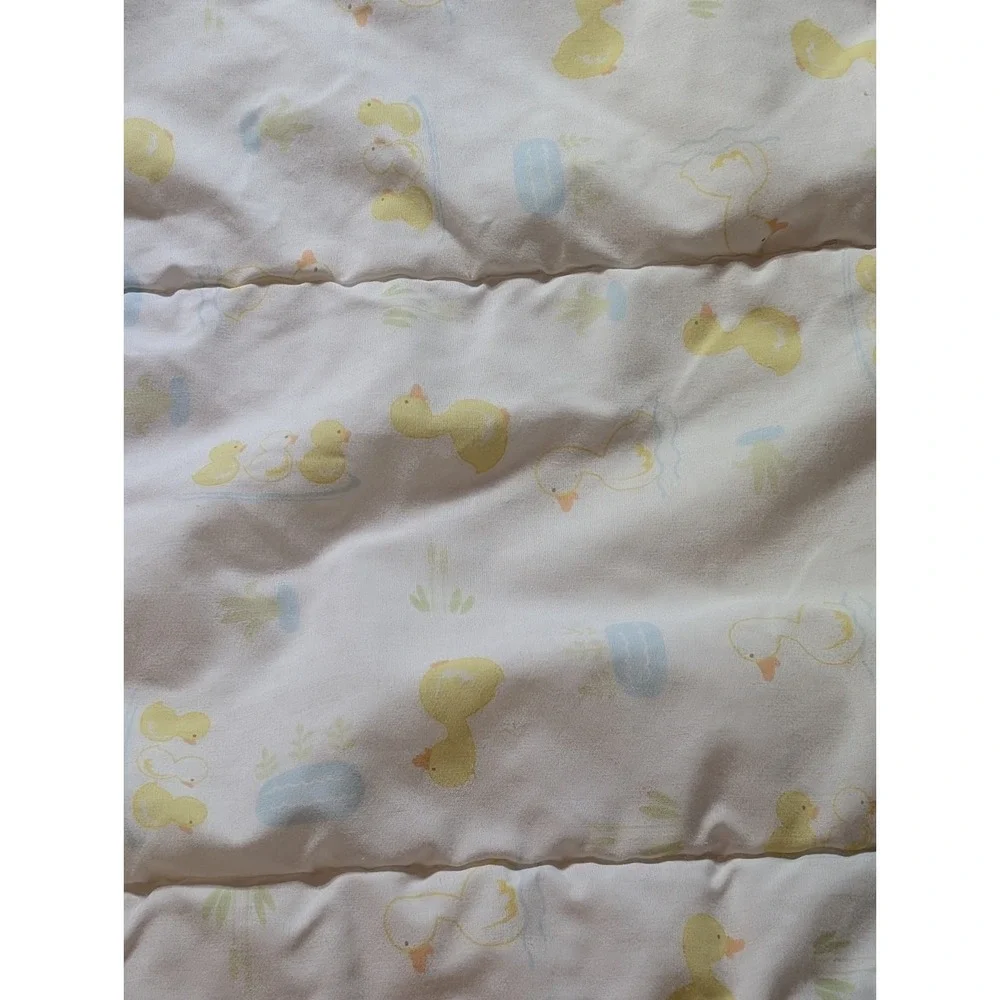 Vintage yellow and blue Duck and Duckling Baby Quilt
